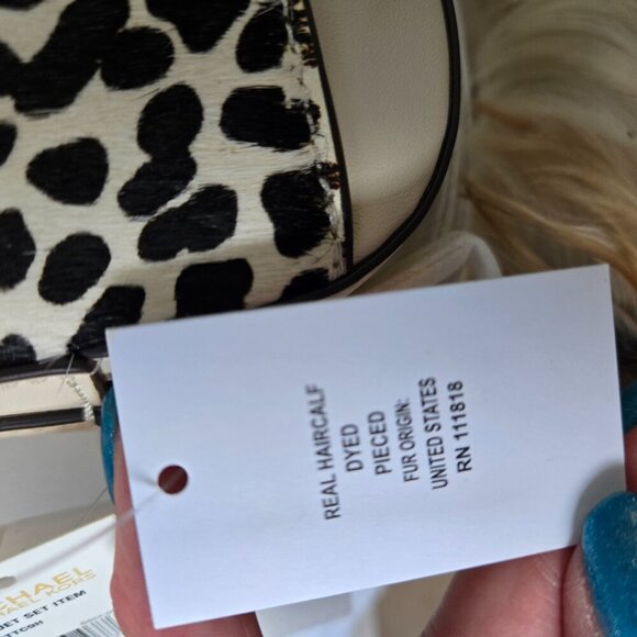 P333. Michael Kors Black Multi Dyed Calf Hair Jet Set Bag NWT - Picture 8 of 9